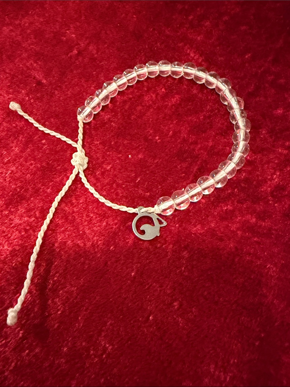 4Ocean Clear recycled glass and cord  Beaded Adjustable Women's Bracelet 7-10”